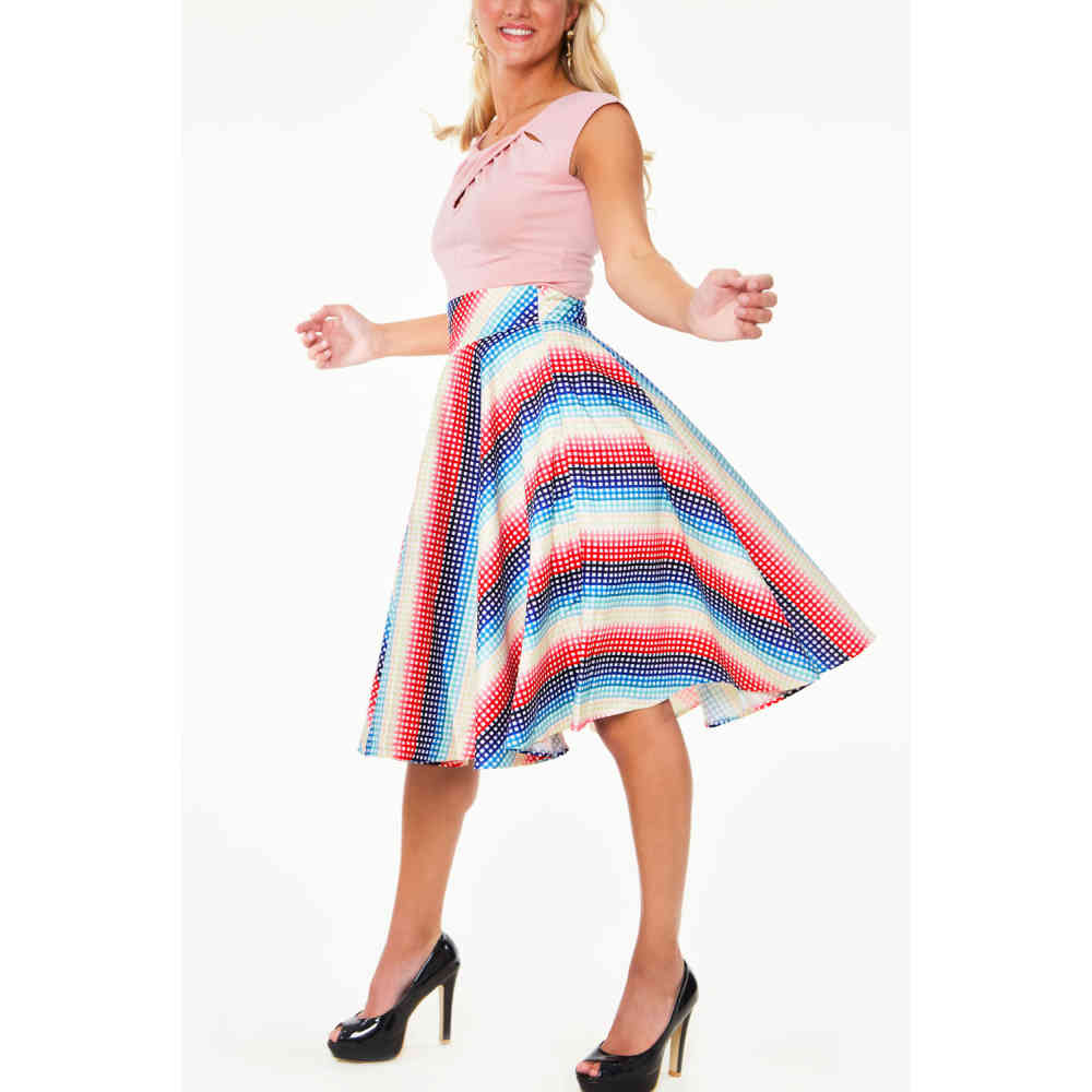 Voodoo Vixen - Serene Rainbow gingham Rok - Multicolours